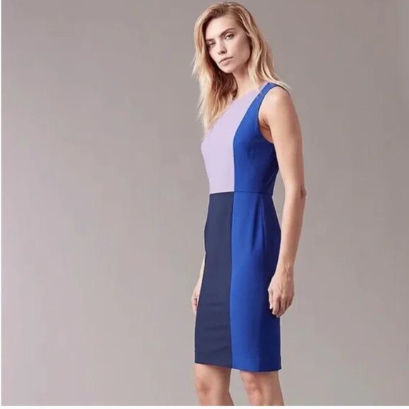 Size 2 Diane von Furstenberg Wool Panel Dress Purple, Navy, Blue (ABBA) - Picture 1 of 16